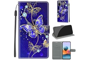 KENHONER Funda para Xiaomi Redmi Note 10 Pro Carcasa, Case para Xiaomi Redmi Note 10 Pro MAX Funda Libro con Tapa Piel Case Flip Cuero,Cierre Magnético Antichoque - Mariposa