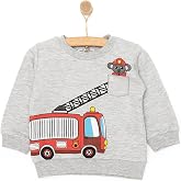HelloBaby HelloBaby Erkek Bebek Sweatshirt Taşıtlar &Ccedil;ıt&ccedil;ıtlı Basic Bisiklet Yaka Uzun Kol