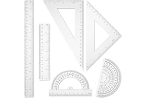Giantree 6 Stück Lineal Set, umfasst Winkelmesser Dreieck Lineale 12 Zoll 6 Zoll gerade Lineal Kunststoff klar Lineal Geometrie Set Messwerkzeug für Schule Büro Haus liefert Mathe Geometrie Werkzeuge