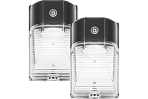 CINOTON 26W LED Wall Pack Light with Dusk to Dawn Sensor, 3000LM[100-277Vac/160W HID/HPS Equiv.] IP65 Waterproof Outdoor Security Flood Lighting for Garage Warehouse Garden 5000K-Daylight 2 Pack