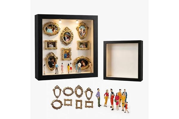 Gör-det-själv mini-museumsilhuettbox, tiny museum silhuettboxar med ljus, fira dina unika minnen med stil, för årsdag, bröllop