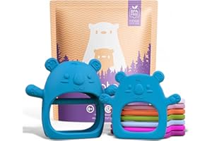 Infatot® Teething Toys for Baby Gifts – 2-Pack Koda Koala Teether Mitten Glove, Soothing Hand Teethers for Infants, Baby Toys 0-6 Months and Up, Newborn Essentials for Teething Relief, Teal Blue