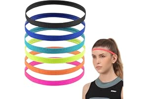 ZULBCEO 6PCS Elastic Sports Headbands for Women Men, Mens Thin Sport Hair Band Non Slip,Thin Football Headbands, Running Hairbands, Sweat Bands,mens headband, Sweatbands for Yoga(6 colors)