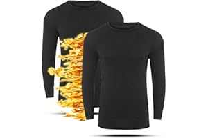 MEGA_JUMBLE Pack of 2 Unisex Children Kids Winter Thermal Underwear Vest Boys Girls Round Neck Long Sleeve Thermal Baselayer T-Shirt Top