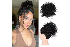 LARFRAECY Chignon Finto per Capelli Elastici Chignon Posticcio,chignon, fascia per capelli ricci,Chignon Extension Facile per Capelli Veri Ricci Posticci,Capelli Spessi per Donne Ragazze (Nero)