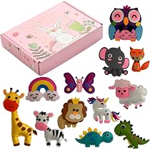 Kit De Costura Para Niños De 6 Proyectos De Fieltro, Aprender A Coser Animales Con Agujas De Plástico Seguras, Incluye Hilo, Relleno Y Pegatinas, Manualidad Educativa Para Principiantes Y Niñas, Regalo De Cumpleaños