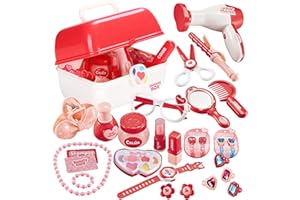 STAY GENT Trucchi Bambina Vanità Gioielli di Bellezza Set per Ragazze, Finta Valigetta Principessa Set Ruolo Gioca, Accessori Trucco Ragazza Giocattoli Regalo per Bimba Bambini Giochi 3 4 5 6 7 Anni