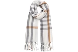 Kotashion Ladies Scarves Warm Shawl Oversized Long Blanket Womens Winter Pashmina Tartan Checked Scarf Gifts for Women Warm Cashmere Shawl Secret Gift for Her