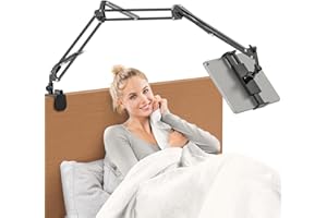Jubor Ulepszony uchwyt na tablet do łóżka, składany stojak na łóżko na iPada z 3 metalowymi ramieniem, obracany o 360 stopni uchwyt na biurko do iPada/Pro/Air/Mini, smartfonów i tabletów 11-30 cm