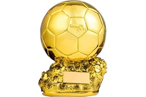 AVEECA Fútbol Globo de Oro Trofeo Mejor Honor Balón de Oro Copa MVP Campeonato Trofeo Premio Puede Ser DIY Individual Premio Fan Collectibles, 25cm