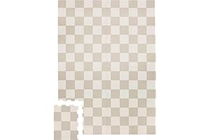 3 Sprouts - Foam Puzzle Play Mat - Large Baby Play Mat - Soft Padded Playmat for Floor - Ideal Kids Play Mats for Toddlers - Waterproof Mat - Babies Playmat for Indoors - Checkerboard Beige