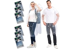 SWOGAA Disposable Rain Ponchos for Adults (6 Pack) - 50% Extra Thicker Men or Women Waterproof Emergency Rain Ponchos with Hood - Lightweight Universal Design