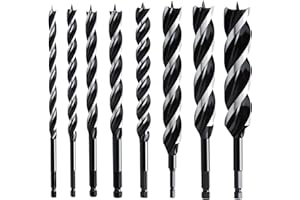hsawbit Wood Drill Bit Set, 8pcs Auger Drill Bit Set Extra Long Wood Drill Bits 10mm/12mm/14mm/16mm/20mm/22mm/25mm/32mm x 155mm