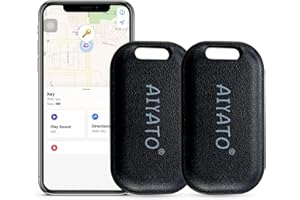 DOHOME Item Tracker Mini Key Finder Works with the Apple Find My App (only for iOS) Small Item Finder Locator for Finding Your Keys, Luggage and More, 80m Finding Range Black 2 Pack