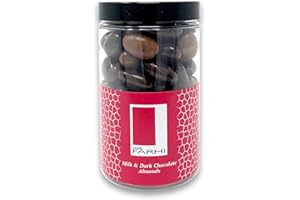 Rita Farhi Milk and Dark Chocolate Covered Almonds in a Gift Jar | Vegetarian and Chocolate Gift - Chocolate Coated Nuts - 315 g - New Palm Oil Free Recipe
