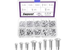 Swpeet 400 st aluminium halvcirkelformat huvud fast ed nitar sortiment kit, M2 M2,5 M3 M4 × 6 mm 8 mm 10 mm, för reparationsb