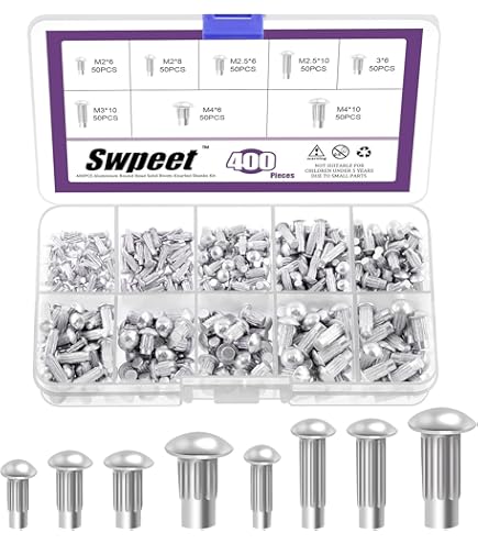 60 Rivets Cuivre Massif Tête Ronde Uxcell - 13mm Long, Tête 3.5mm, Tige 2x12mm
