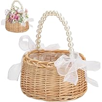 Petit Panier En Osier Avec Ruban Blanc - Taille S (diam. ~15 Cm) - Idéal Pâques, Rangement, Décoration