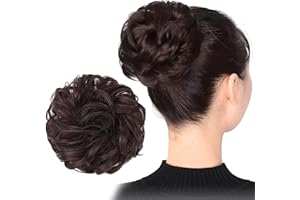 MODLOAN Messy Hair Bun Pieces Women,Curly Wavy Hair Scrunchies for Women Girls Synthetic Donut Updo Hairpieces Chignons Thick Hair Piece Bun Clip Accessories (Brown)