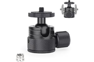 INNOREL C19 Mini-Stativ-Kugelkopf, CNC-Metall-Kugelkopf, flaches Profil-Kugelkopf, 360° schwenkbar, 90° neigbar, Stativhalterung mit 3/8 Zoll auf 1/4 Zoll Adapter-Kugelköpfe, maximale Belastung 3 kg,