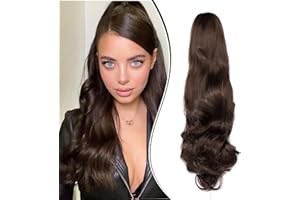 Dcbaboo Pferdeschwanz Haarteil Zopf Extension mit Klammer Wellige Lang Ponytail Extensions Haarverlängerung Clip Synthetik Gewellte Pferdeschwanz Haarextension Zopf, 45cm Aschbraun
