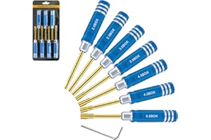 CRAZNICK Lot de 7 tournevis hexagonaux 2,0 mm 2,5 mm 3,0 mm 3,5 mm 4,0 mm 4,5 mm 5,0 mm kit d'outils de tournevis pour fixation roue Axial SCX24 pour modèles radiocommandés voitures bateaux hélicoptères bleu