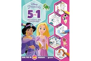 5 in 1 attività da colorare. Disney Princess. Con adesivi. Ediz. a colori