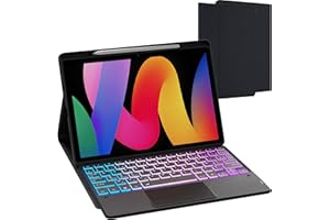 VANKEYPAD pour Xiaomi Redmi Pad SE Étui avec Clavier détachable - français AZERTY, Clavier rétroéclairé DIY 3 Zones 7 Couleurs avec pavé Tactile - Étui Clavier pour Xiaomi Redmi Pad SE 11'' 2023