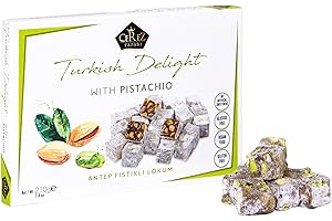 ÇEREZ PAZARI Cerez Pazari Turkish Delight Pistachio Candy Gourmet Premium Vegan Sweets Small Gift Box 210g | Sweet Luxury Traditional Confectionery Soft Candy Dessert Glucose Free Lokum (Loukoumi) | Apprx.35 Pcs