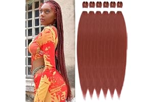 YDDM Wstępnie rozciągliwe warkocze do przedłużania włosów, 66 cm, 6 sztuk, sztuczne włosy, przedłużenie włosów, do warkoczy Jumbo Braids (66 cm, 350#)