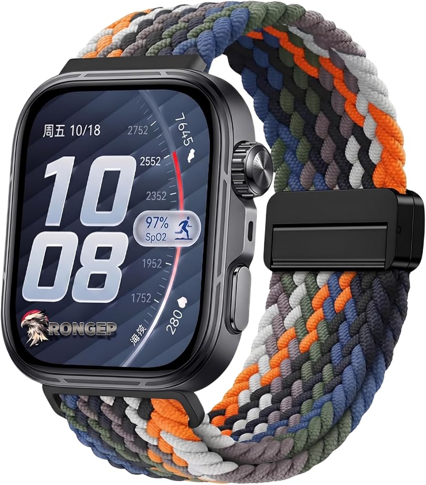 Rongep [Örgü Loop] Huawei Watch Fit 5/Fit 5 Pro/Fit 4/Fit 4 Pro/Fit 3 ile Uyumlu Kordon Manyetik Tokalı Konforlu Fit 5 Kordon Nefes Alabilen Elastik Kumaşlı Huawei Fit 5 Pro Kordonu