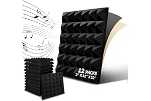 YAMCCCSE Paneles Acusticos con Pegatinas,12 Piezas Espuma Acustica Alta Densidad Insonorizacion Acustica Pared Ignífugo Reducir El Eco Para Estudio/Podcasting/Estudios De Grabación 30×30×5cm