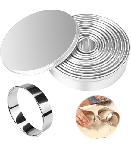 Set 11 Formine Biscotti Rotonde In Acciaio Inox - Diametri Diversi Per Dolci E Torte - Foto 5