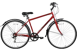 Ammaco Professional City 700c Wheel Hybrid Trekking Touring Mens Town Commute 6 Speed Bike 22" Frame Red