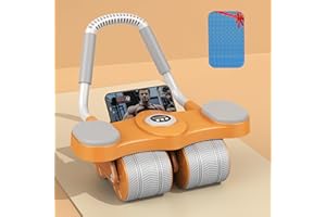 ARAER Abs Roller Wheel with Timer, Abdominal Exercise Roller Elbow Support core Exercise Equipment, Automatic Rebound Abdominal Wheel with Knee Mat for Fitness Trainer Home Gym