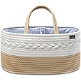 YeaYee Nappy Caddy,Baby Diaper Caddy Organiser, Portable Storage Basket with Changeable Compartments,100% Cotton Canvas, Newborn Gift (Brown, Small)