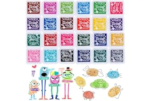 SHAO HUA 24 Couleurs Encreurs Tampon, Tampons encreurs, DIY D'empreintes Digitales Rainbow Couleur Craft Ensemble de Tampon Encreur, Craft Stamps et Card Making Decoration pour Petite Boîte Indépendante