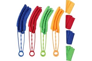 AILUYA 4 unidades limpiador de persianas, plumero para persianas, cepillo de limpieza de muebles, cepillo de limpieza de doble cara, cepillo de limpieza para radiadores con funda de microfibra, cepillo de