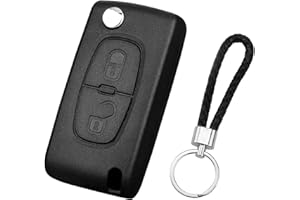 ZIGefofo 2 Tasti Guscio Chiave Auto Compatibile con Peugeot 207 SW CE0536 307 308 5008 3008 Partner Citroen C3 C2 C4 C5 C6 Telecomando Custodia Ricambio Chiave Cover con Portachiavi