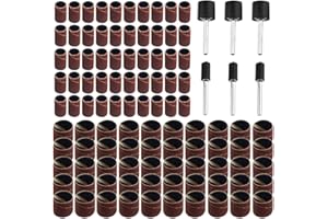 TOVOT 106 Pièces Ponceuse à Tambour 240 Grains Tambours de Ponçage avec mandrin de 3mm pour outils rotatifs