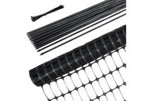 Ohuhu Begrenzungszaun mobiler Zaun 30m lang 1m hoch mit 25 Pfähle, Engmaschig Hundezaun, Absperrzaun, Steckzaun Kleintiernetz Gartenzaun ideal für Garten, Haus, Hof, Schwarz