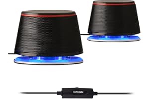 Sanyun SW102 Computer Speakers, 5Wx2, Deep Bass in Small Body, Stereo 2.0 USB Powered 3.5mm Aux Multimedia Speakers, Built-in Bottom Bass Radiators, PC Laptop Desktop Speakers, Black