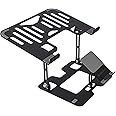 ZEBRONICS NS3500, Foldable Laptop Stand, with Mobile Stand, Upto 17 inch Laptop, Multi-Angle Adjustment, Anti-Slip Silicone Pads, Carbon Steel Body, Anti-Rust, for Laptop, Smartphones and Tablets