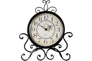 ‎HZDHCLH HZDHCLH Retro Silent Roman Tischuhr für Wohnzimmer Schlafzimmer Büro Kunst-Schreibtischuhr（pures Schwarz）