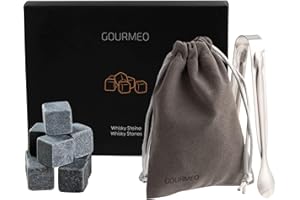 GOURMEO Cubetti da whisky (9 pezzi) in pietra basalto naturale|cubetti riutilizzabili, pietre da whisky, whisky stones, pietre raffreddanti