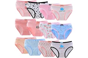 Anntry Niños Paquete de 12 Calzoncillos Calzoncillos cómodos y Suaves Ropa Interior de algodón Niñas pequeñas Bragas Surtidas 2-12 años