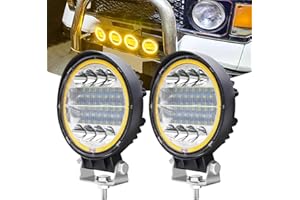 Biqing 2x 96W Faretti LED Off Road con anello Halo Amber Angel Eyes,4" Faro da Lavoro 12V 24V Fari Led Auto Barra LED Fuoristrada Luci Antinebbia Fari Supplementari per Off Road Moto 4WD SUV ATV UTV