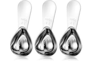 TEAAHA Lot de 3 cuillères à café - 15 ml - Petites cuillères à café en acier inoxydable argenté avec poignées courtes - Cuillères doseuses pour café, thé en vrac, sucre ou farine