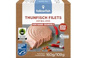 followfish MSC Fair Trade Thunfisch Filets mit Bio-Chili, 160 g