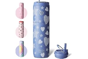 BOTTLEBOTTLE BOTTLE BOTTLE Borraccia termica da 680,4 g, con coperchio e manico, per sport, viaggi, palestra, in acciaio inox, a doppia parete, sottovuoto, in metallo, a prova di perdite, priva di BPA (Denim Beats